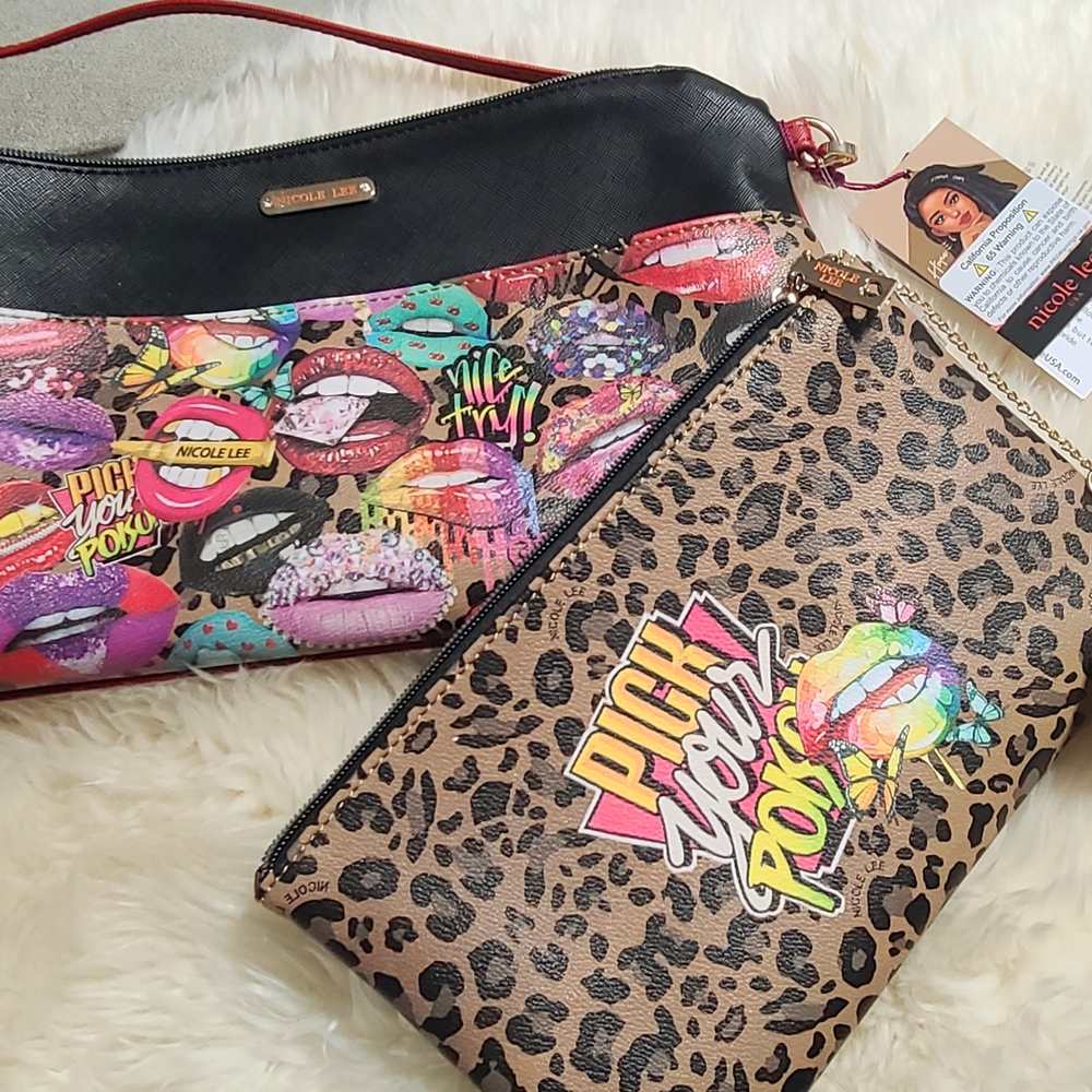 Nicole Lee Multicolor Graphic Clutch Set